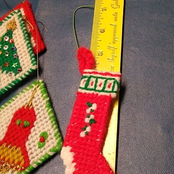 Vintage Counted Cross Stitch Christmas Ornaments Cottagecore Grandmacore - Picture 9 of 9